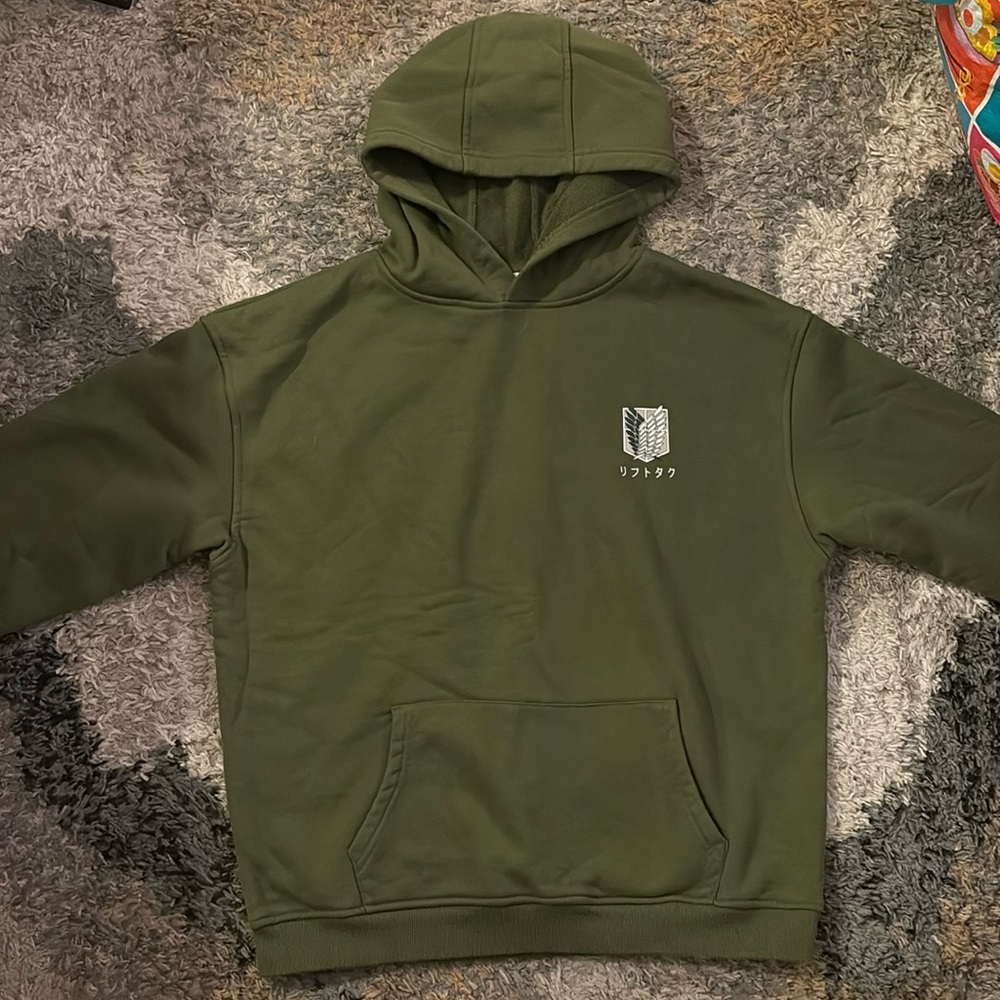 Attack on Titan Scouts Green Hoodie Workout Sweater Gym Activewear Pullover Top